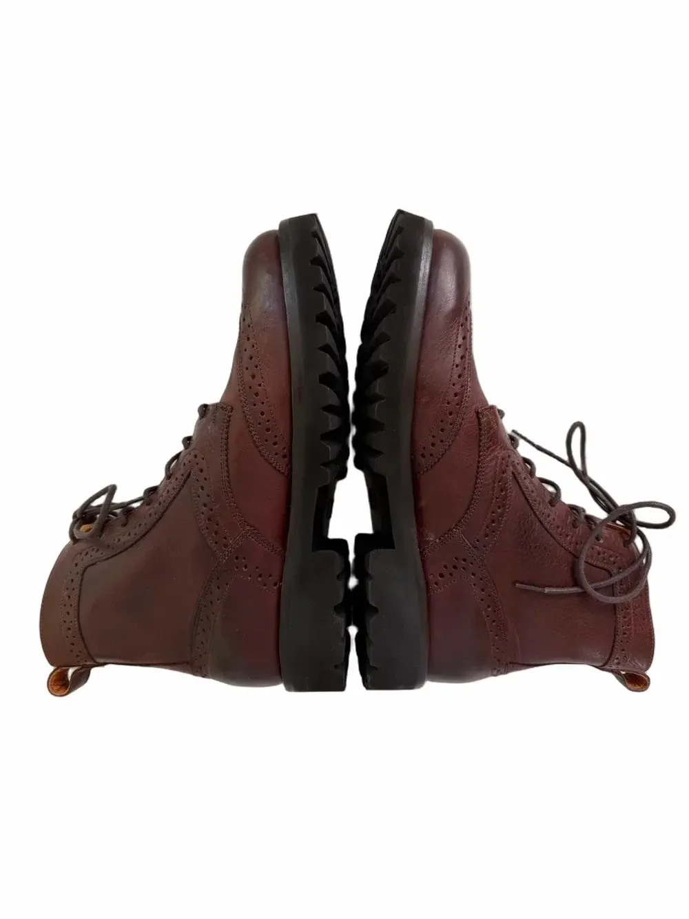 Frye Earl Wingtip Lace Up Men's Leather Boots Size 7.5D Brown Lug Soles 84138